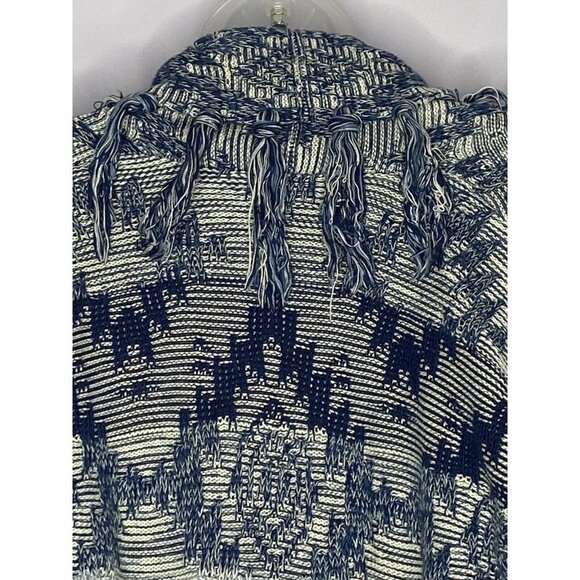 American Eagle Cardigan Sweater Womens XS Open Long Aztec Fringe Blue Boho - Picture 4 of 7